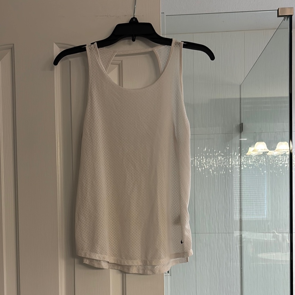 Nike White Mesh Sleeveless Tank Top